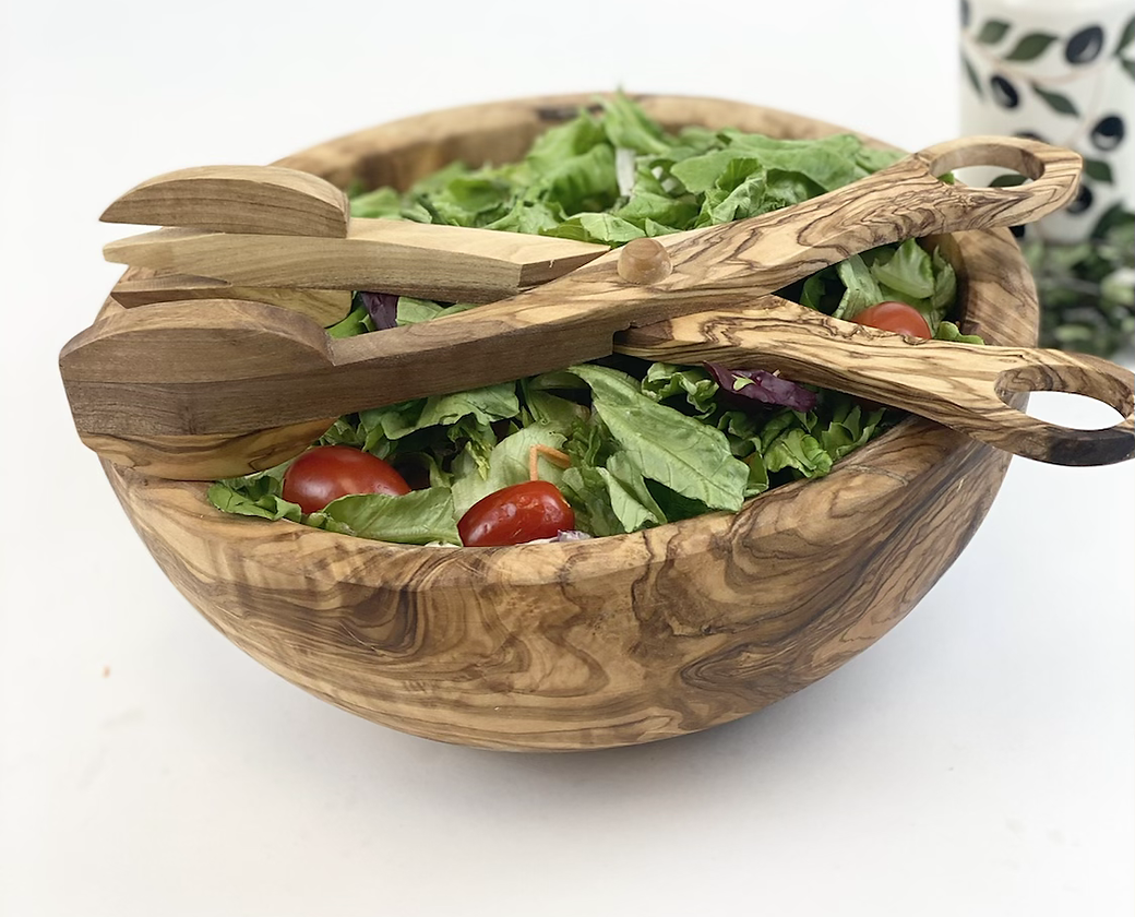 Olive Wood Serving Tongs