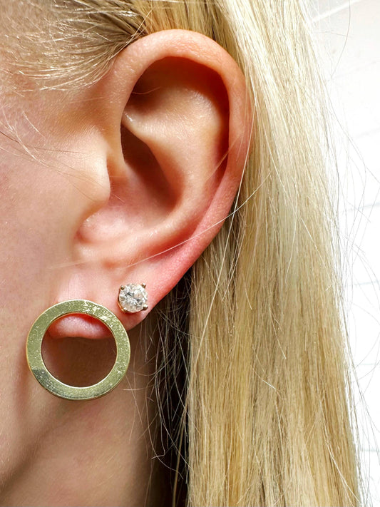 Upcycled Brass Double Circle Earrings