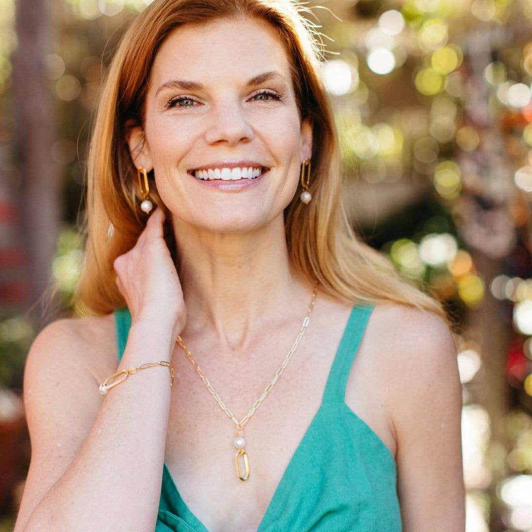 PURPOSE Jewelry - Linked Pearl Studs