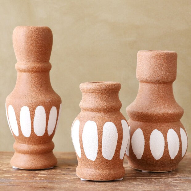 Terracotta Candlestick Holders Set of 3