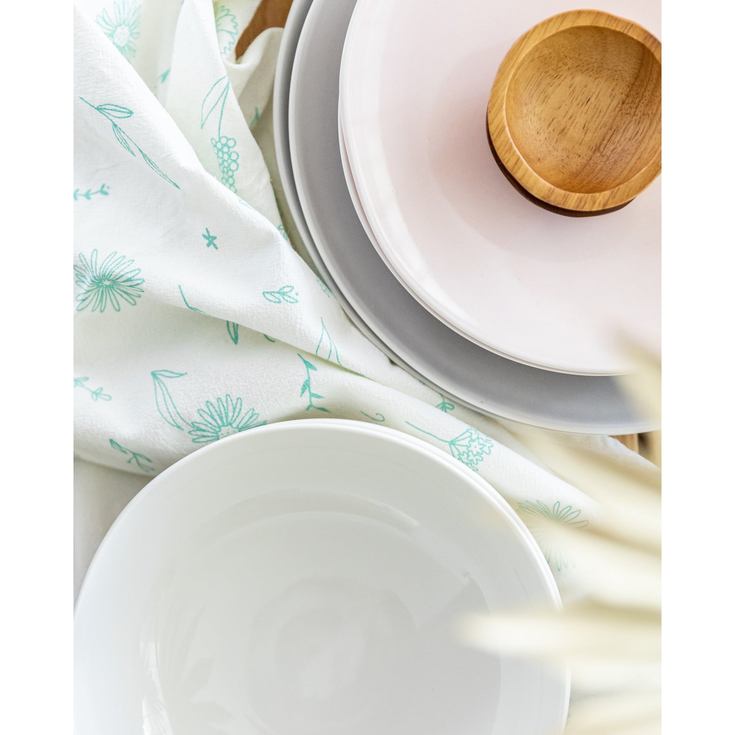 Mint Wildflower Flour Sack Tea Towel