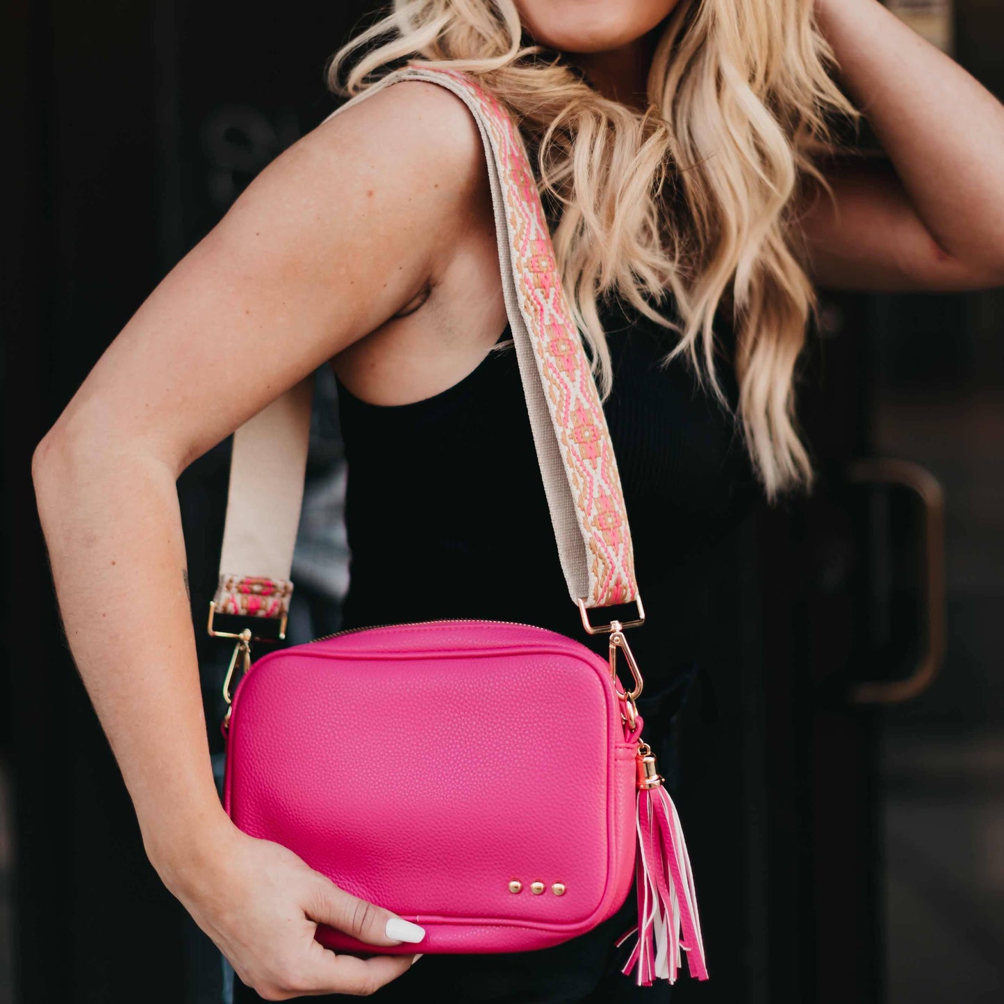Pink Willow Camera Crossbody Bag