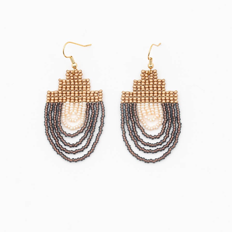 Mayan Pyramid Beaded Earrings