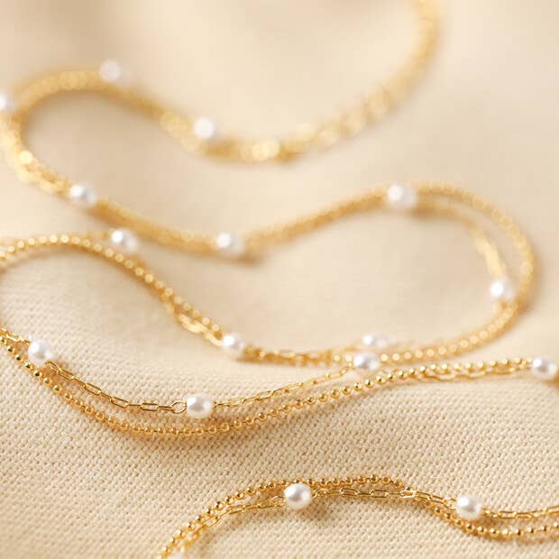 Tiny Seed Pearl Layered Chain Necklace