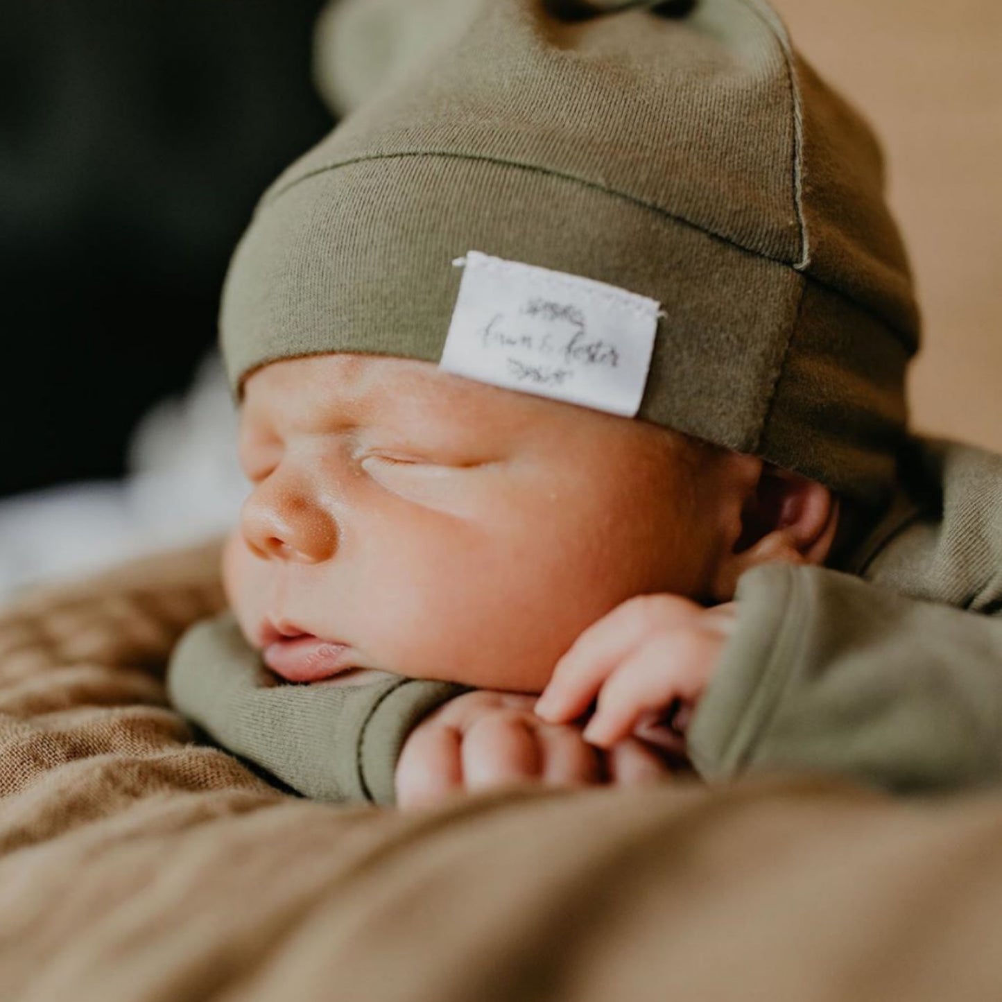 Organic Knotted Gown + Top Knot Hat - Sage
