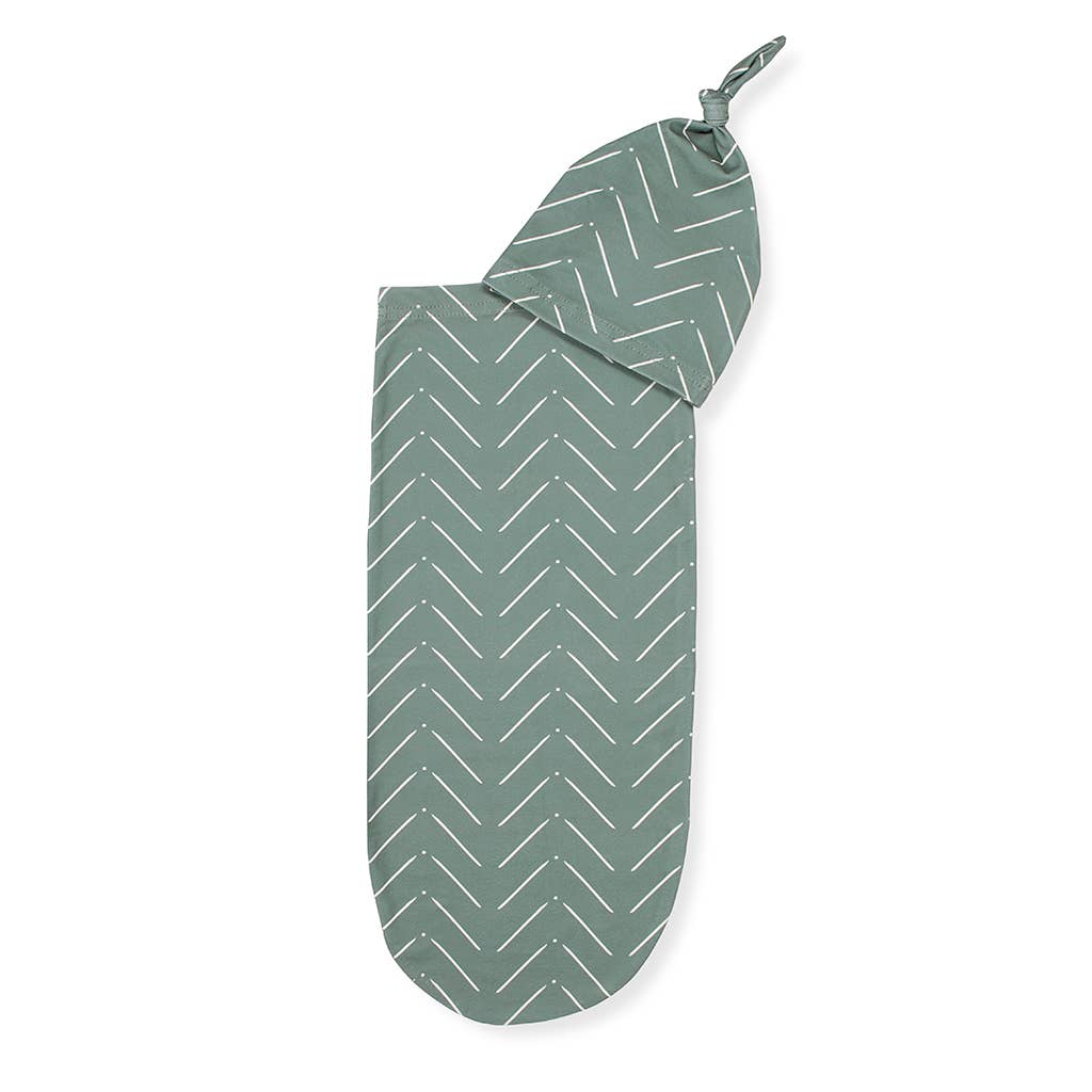 Sage Mudcloth Matching Cocoon & Hat Set