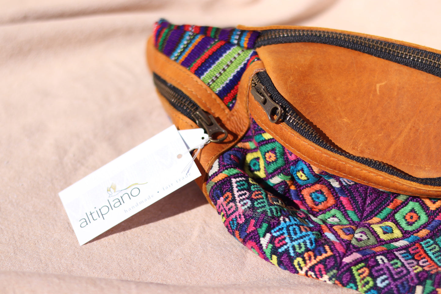 Handwoven Leather Fanny Pack (Rainbow)