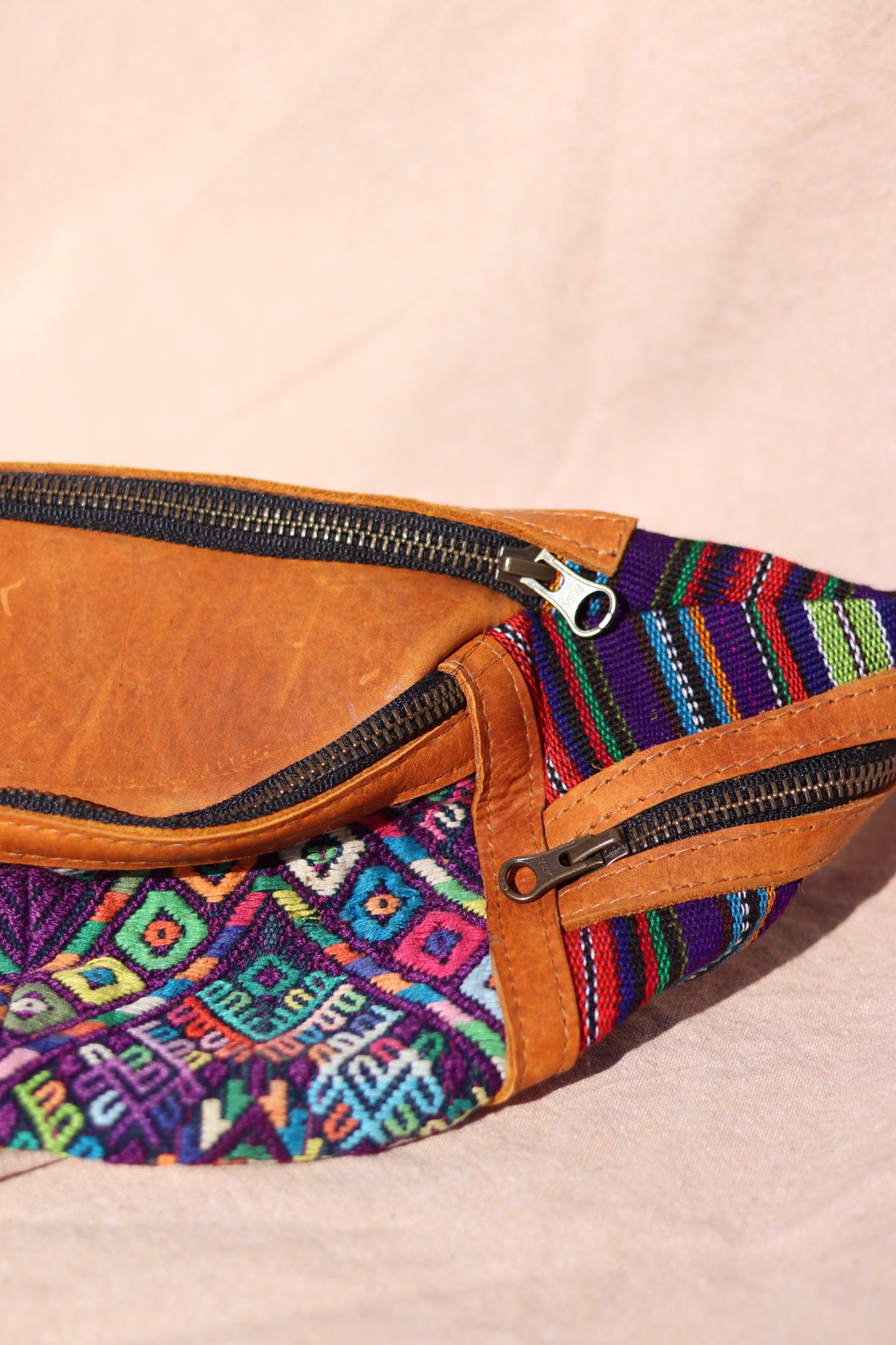 Handwoven Leather Fanny Pack (Rainbow)