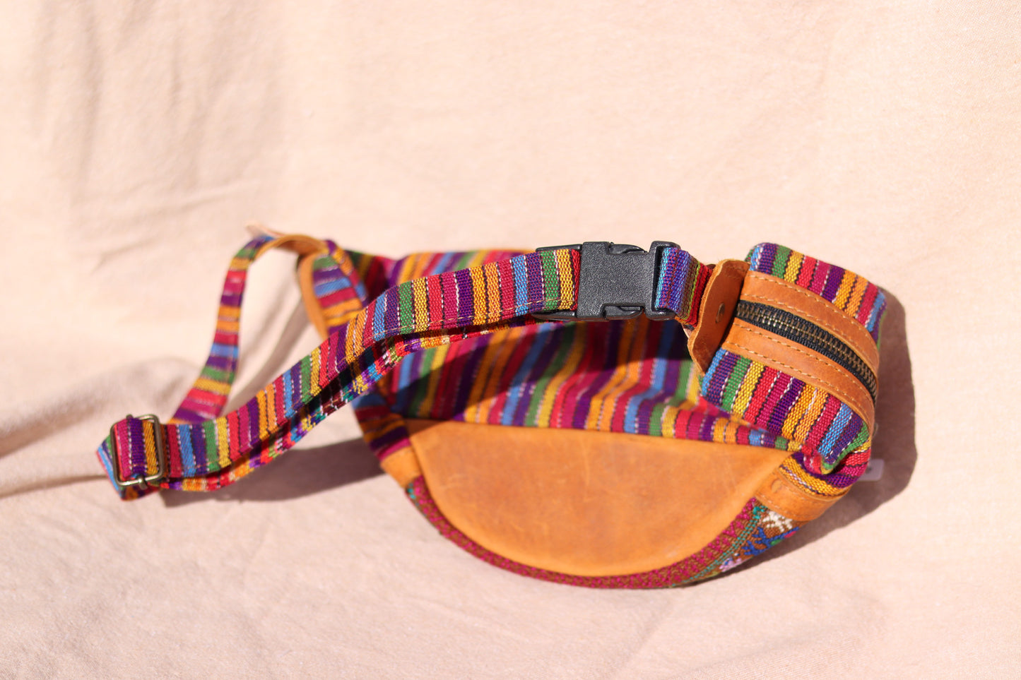 Handwoven Leather Fanny Pack (Rainbow)