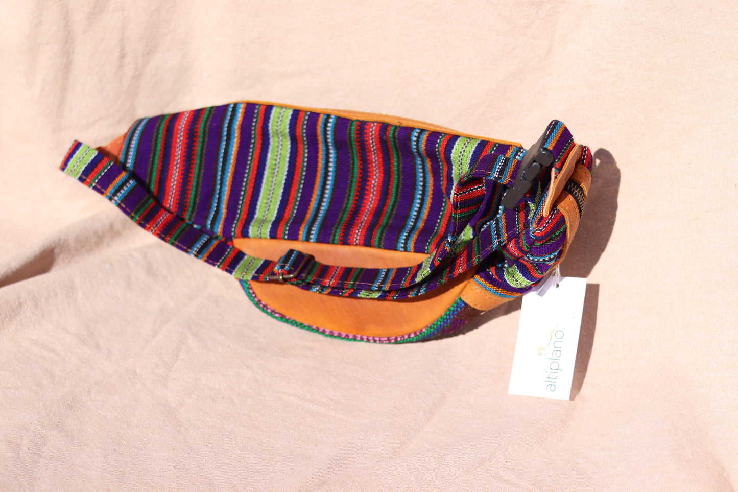 Handwoven Leather Fanny Pack (Rainbow)