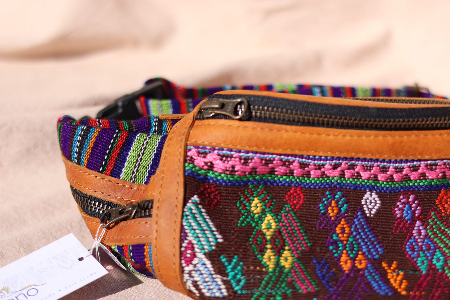 Handwoven Leather Fanny Pack (Rainbow)