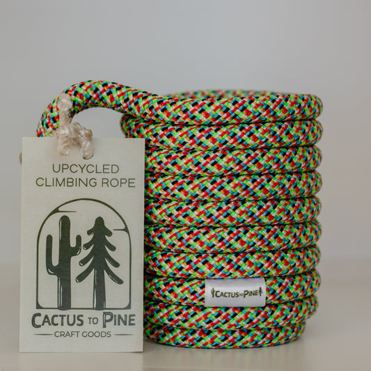 Rainbow Upcycled Climbing Rope Coozie