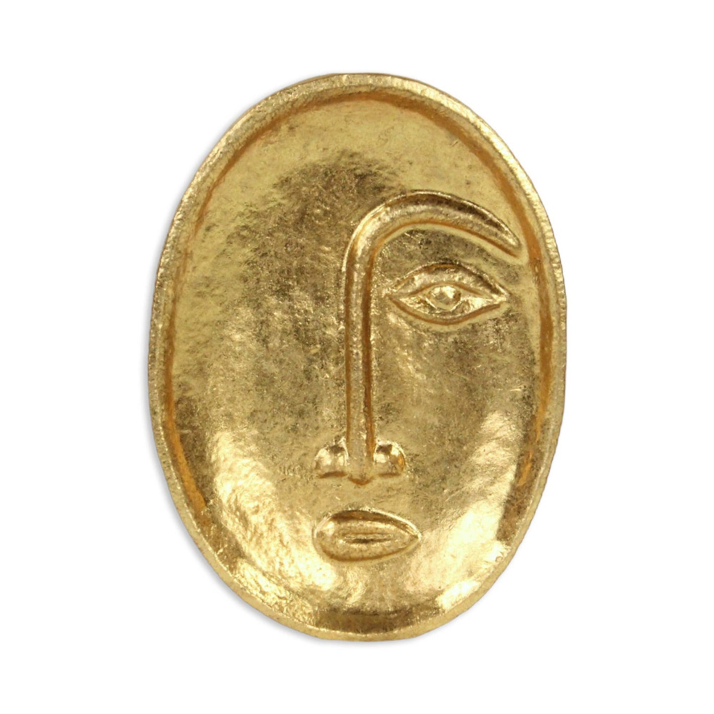 Golden Cast Iron Abstract Face Dish