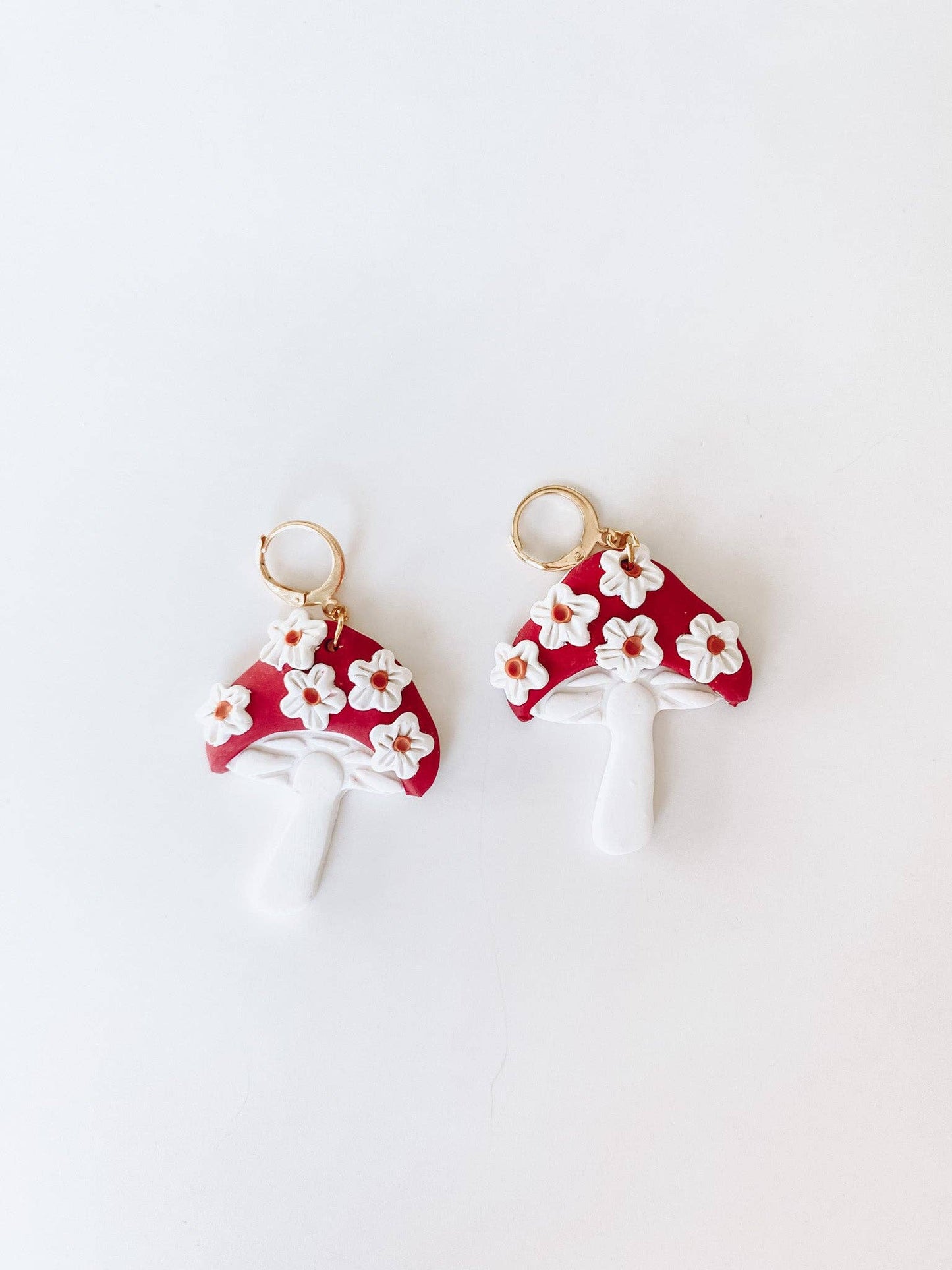 Handmade Mushroom Huggie Earrings
