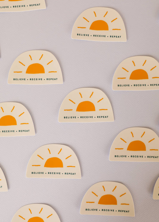 Believe Receive Repeat Sun Sticker