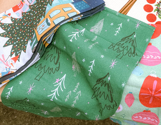 Green Winter Trees Tea Towel