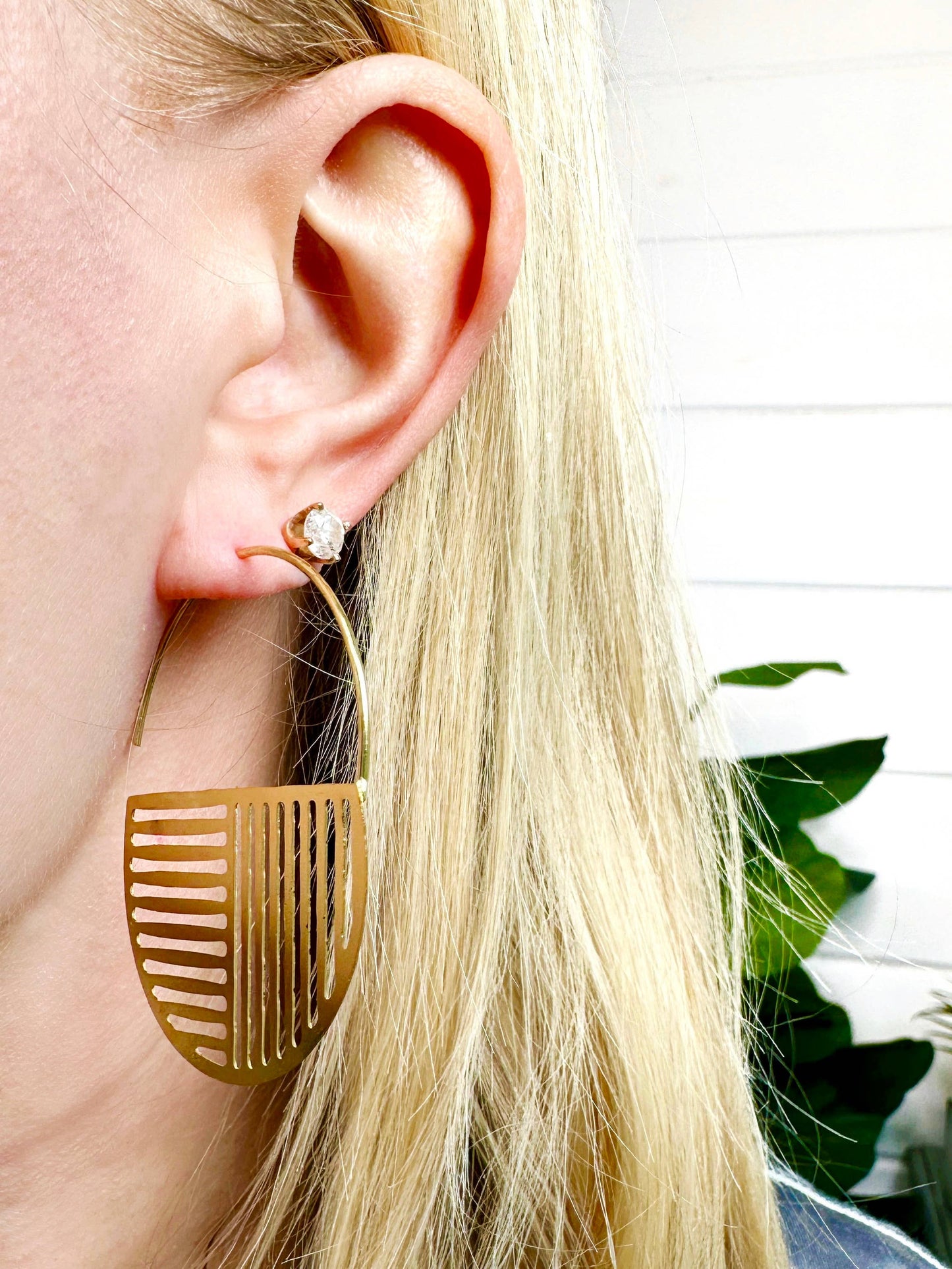 Upcycled Brass Threader Hoop Earrings