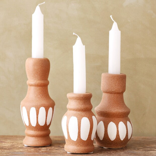 Terracotta Candlestick Holders Set of 3