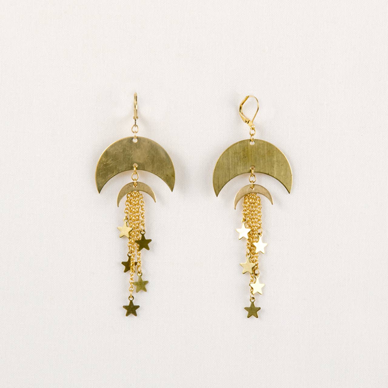 Double Moon and Star Earring
