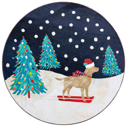 Ski Dog Round Coasters