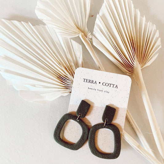 Palmira in Textured Olive Earrings