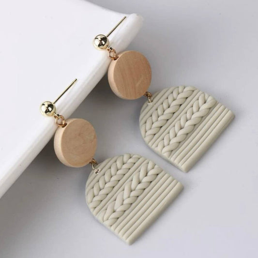 Tan Sweater Arch Earrings