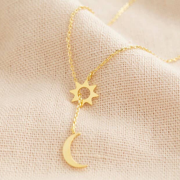 Moon and Star Lariat Necklace