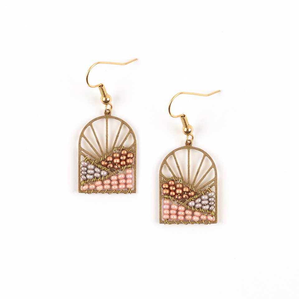 Sunrise Brass and Bead Earrings