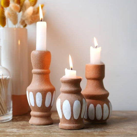 Terracotta Candlestick Holders Set of 3