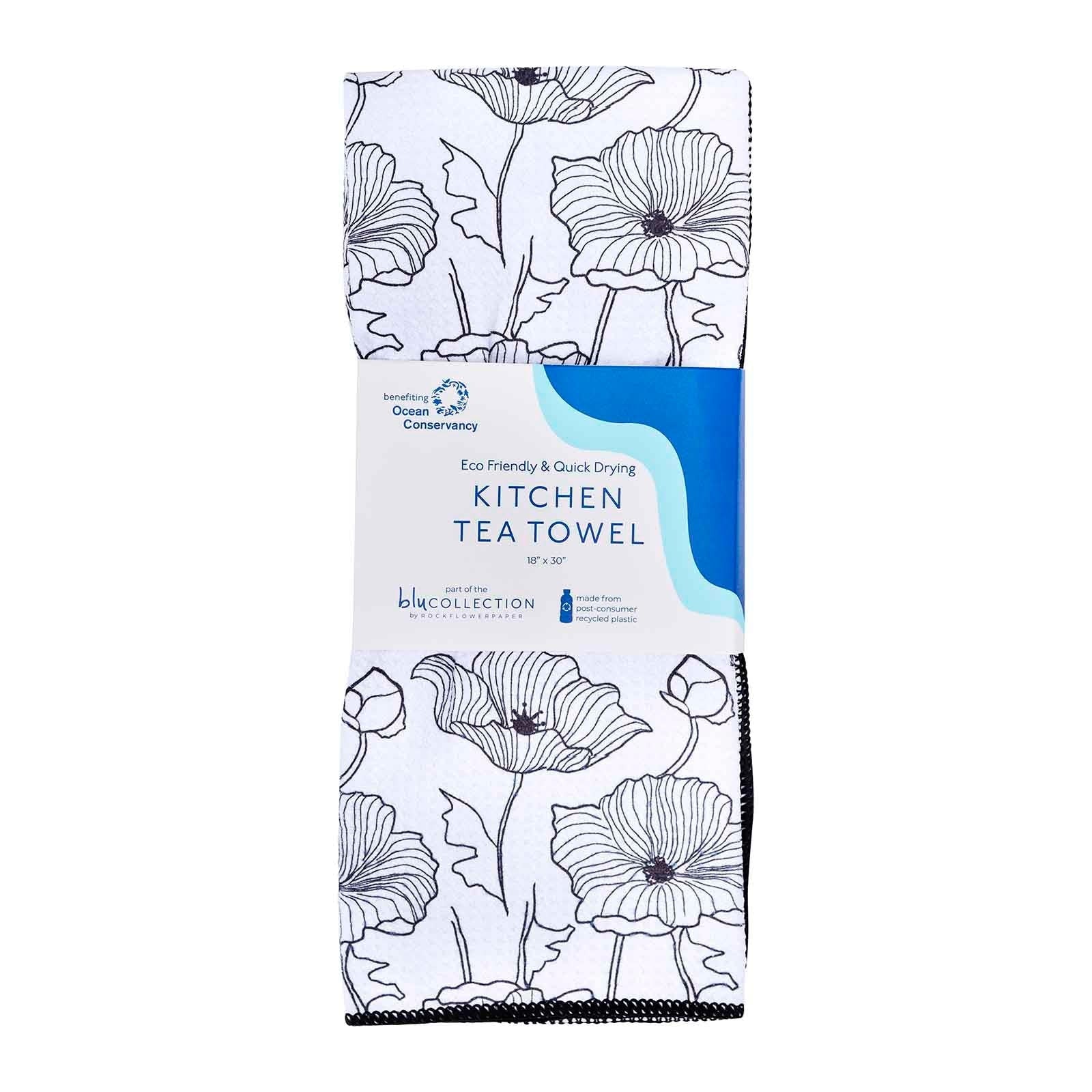 Rockflowerpaper  Modern Poppy blu Kitchen Tea Towel