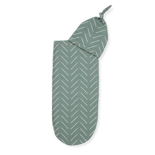 Sage Mudcloth Matching Cocoon & Hat Set