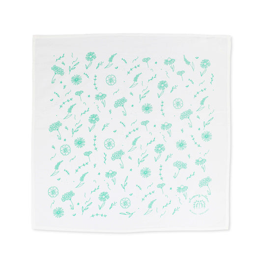 Mint Wildflower Flour Sack Tea Towel