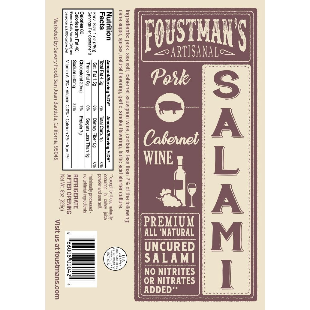 Pork Cabernet Wine | Foustman's All Natural Uncured Salami