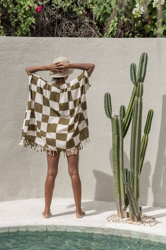 Olive Checkered Kimono