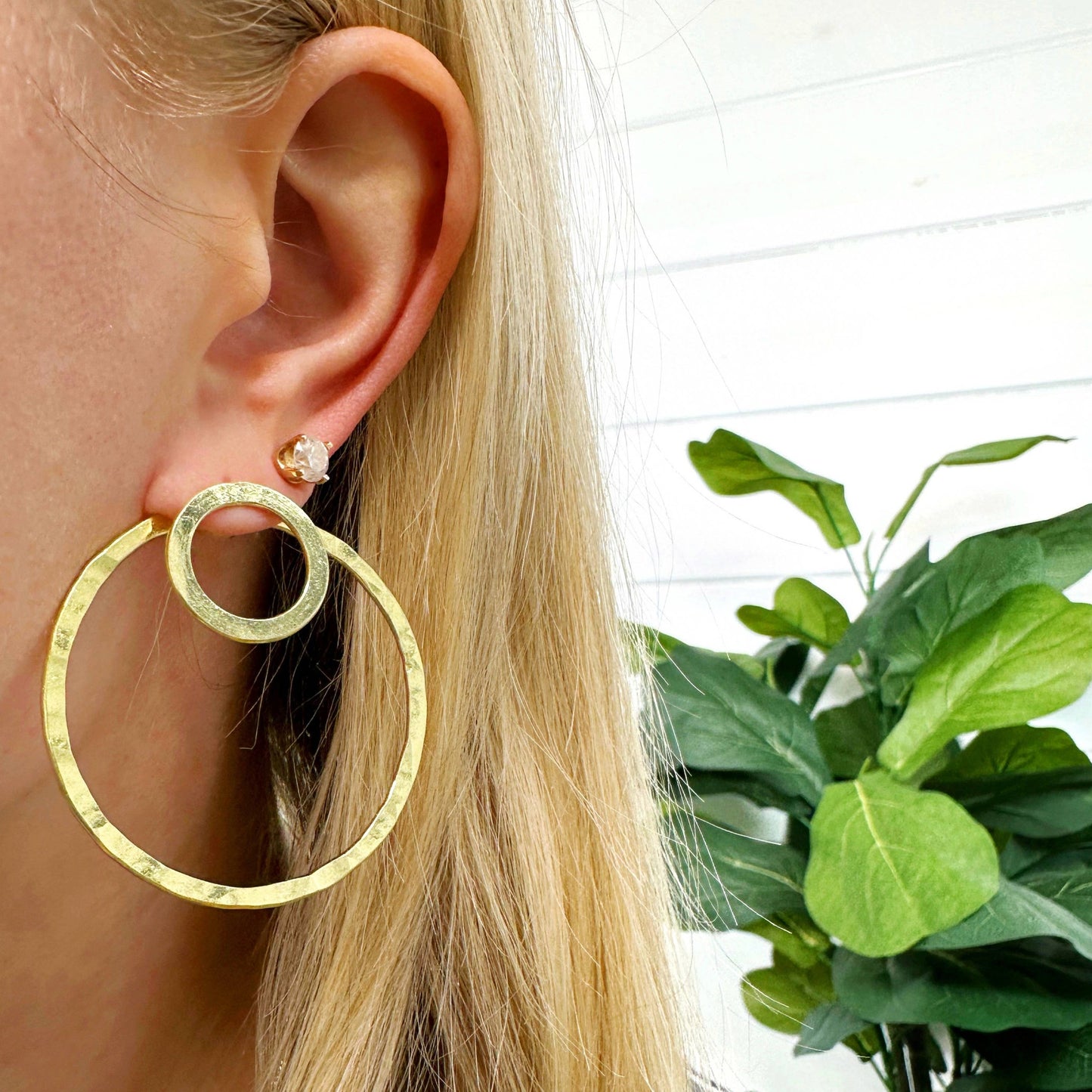Upcycled Brass Double Circle Earrings