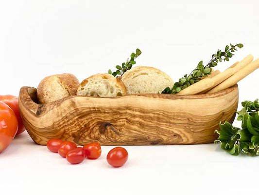 Olive Wood Rustic Bread Basket