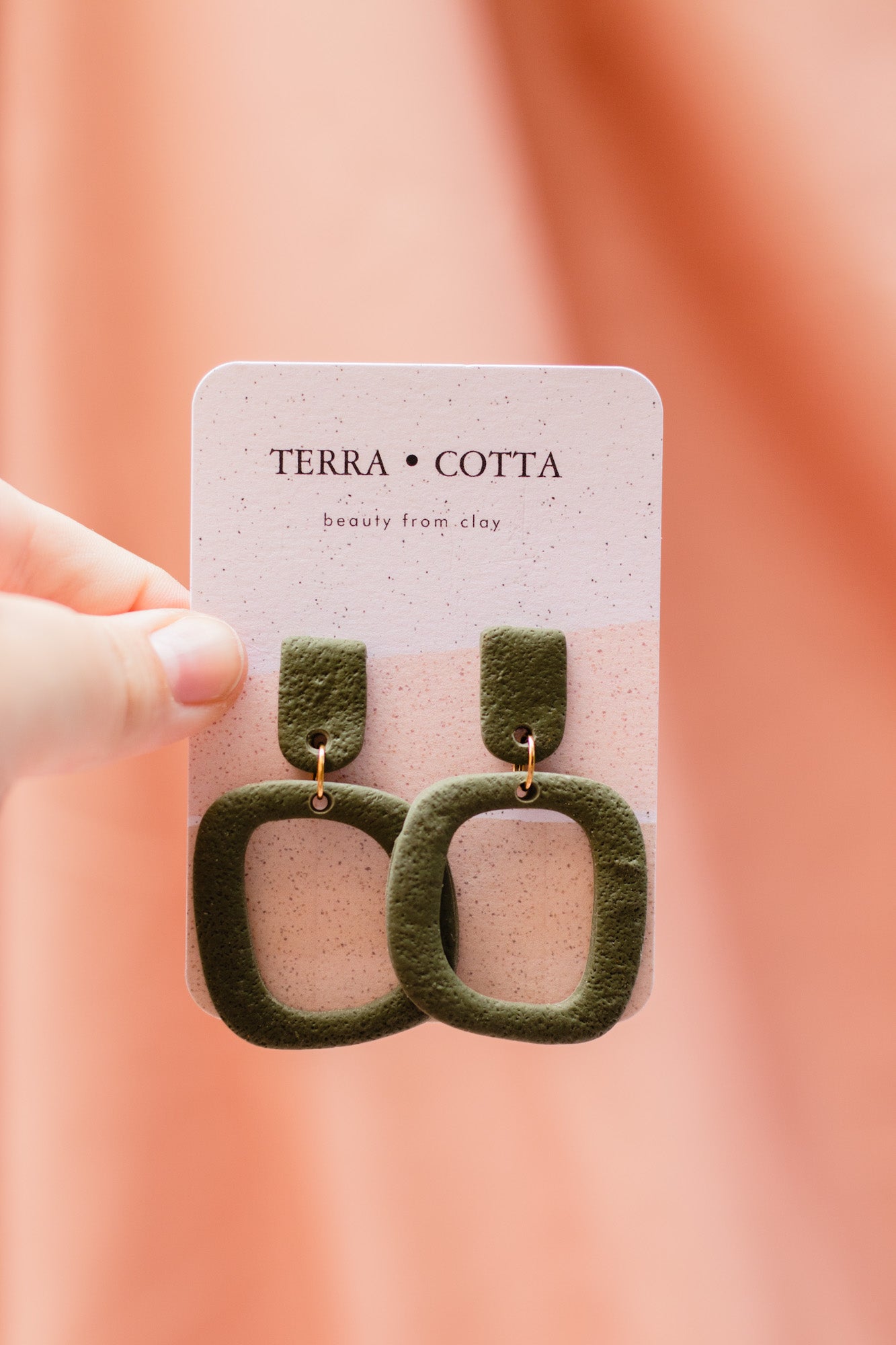 Palmira in Textured Olive Earrings