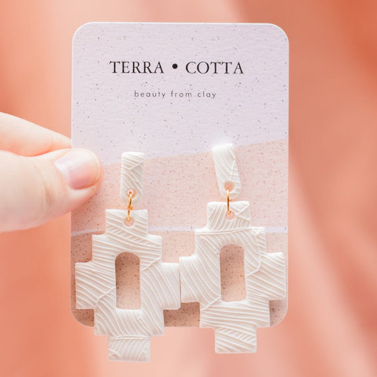 Lucia In Textured White Earrings